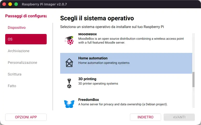 Selezionare Home automation